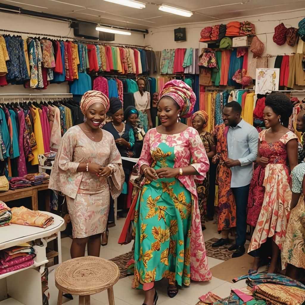 Bustling Tailor Shop Displaying Colorful Fabrics and Fashion
