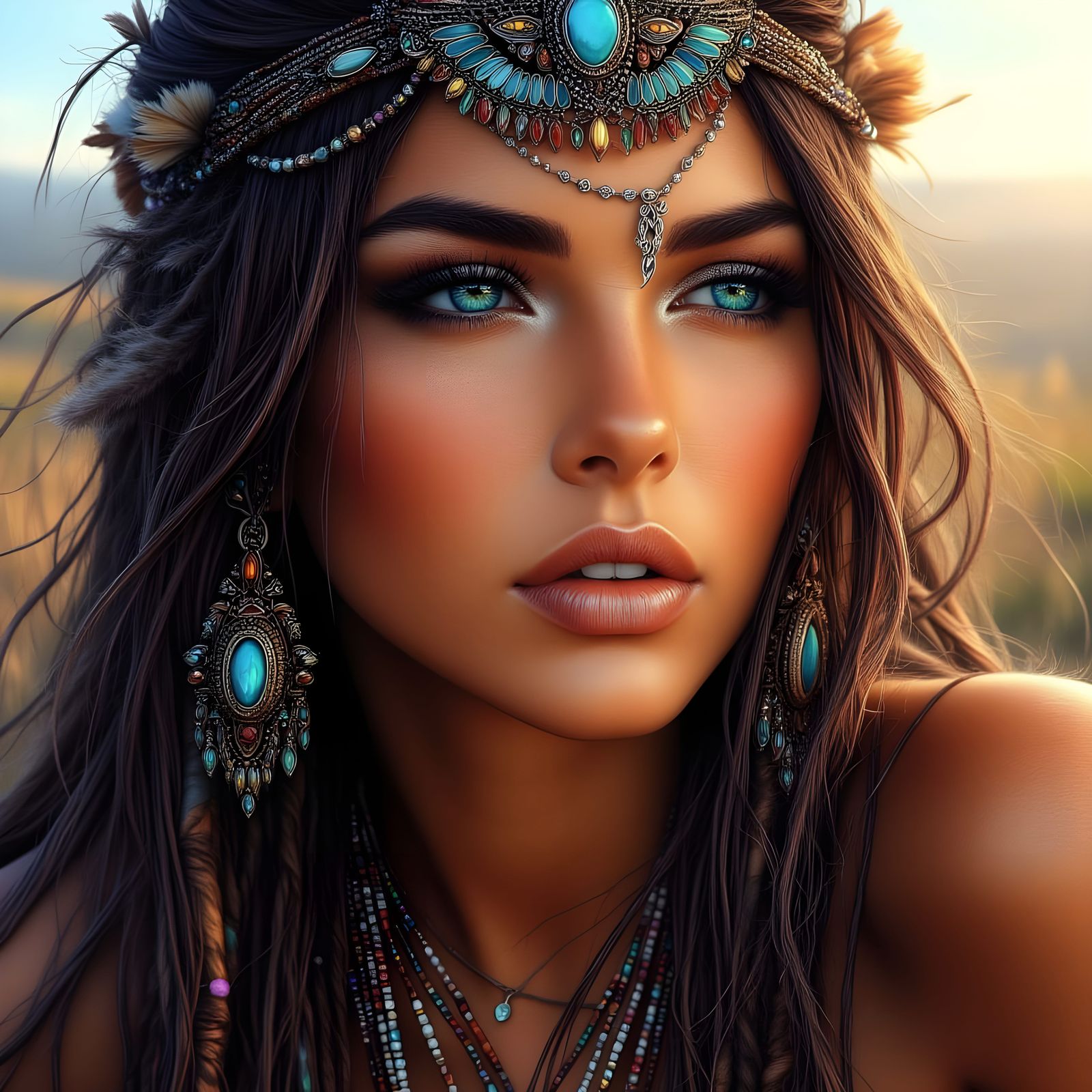 Native American Woman in Turquoise Jewelry