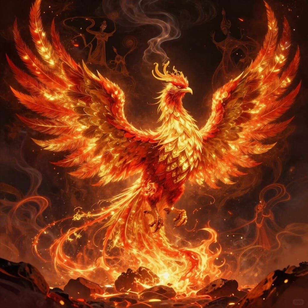 Majestic Phoenix Erupts From Embers