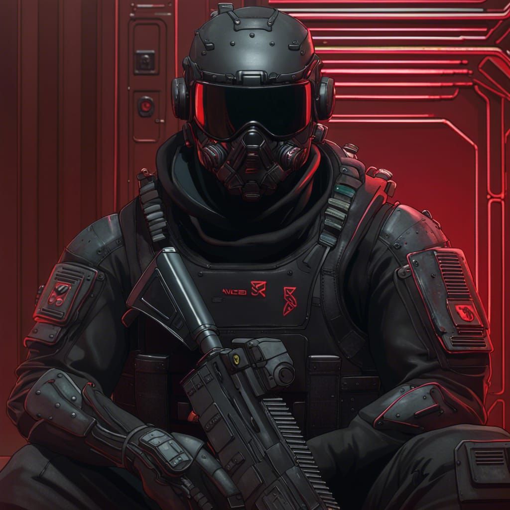 Soldier in Hazmat Suit in Industrial Complex