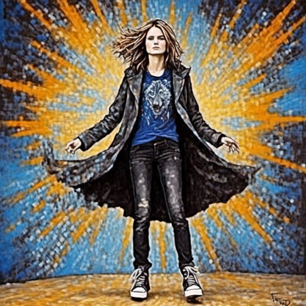 Doctor Who Time Lady in Glitchcore Surrealism