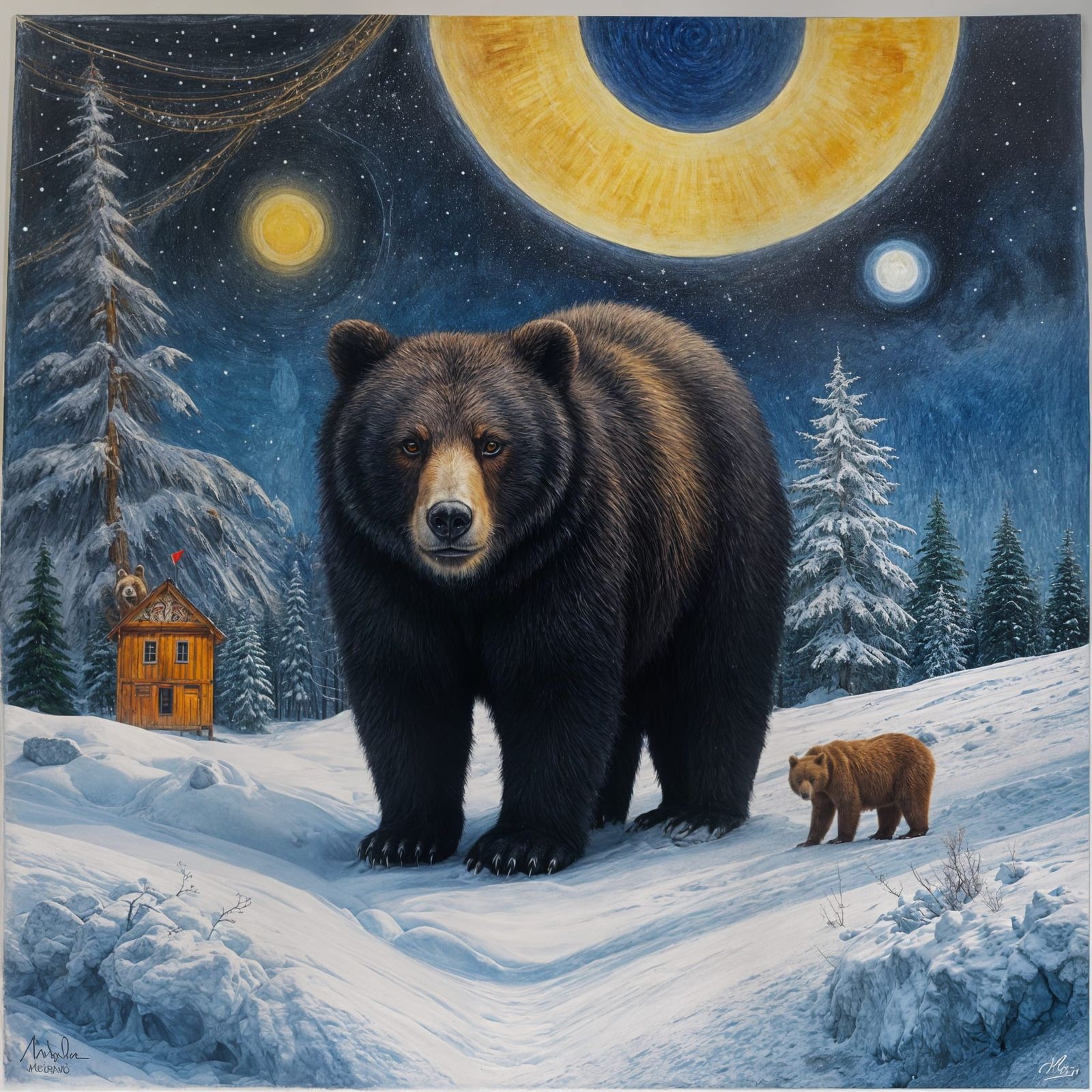 Surreal White Bear in Alaskan Landscape