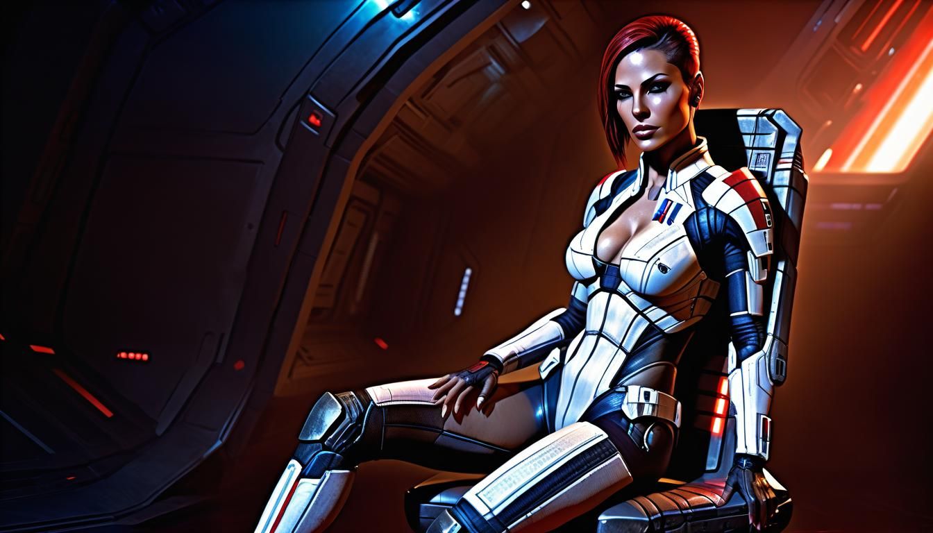 Hyperrealistic Commander Shepard in Wet Bikini