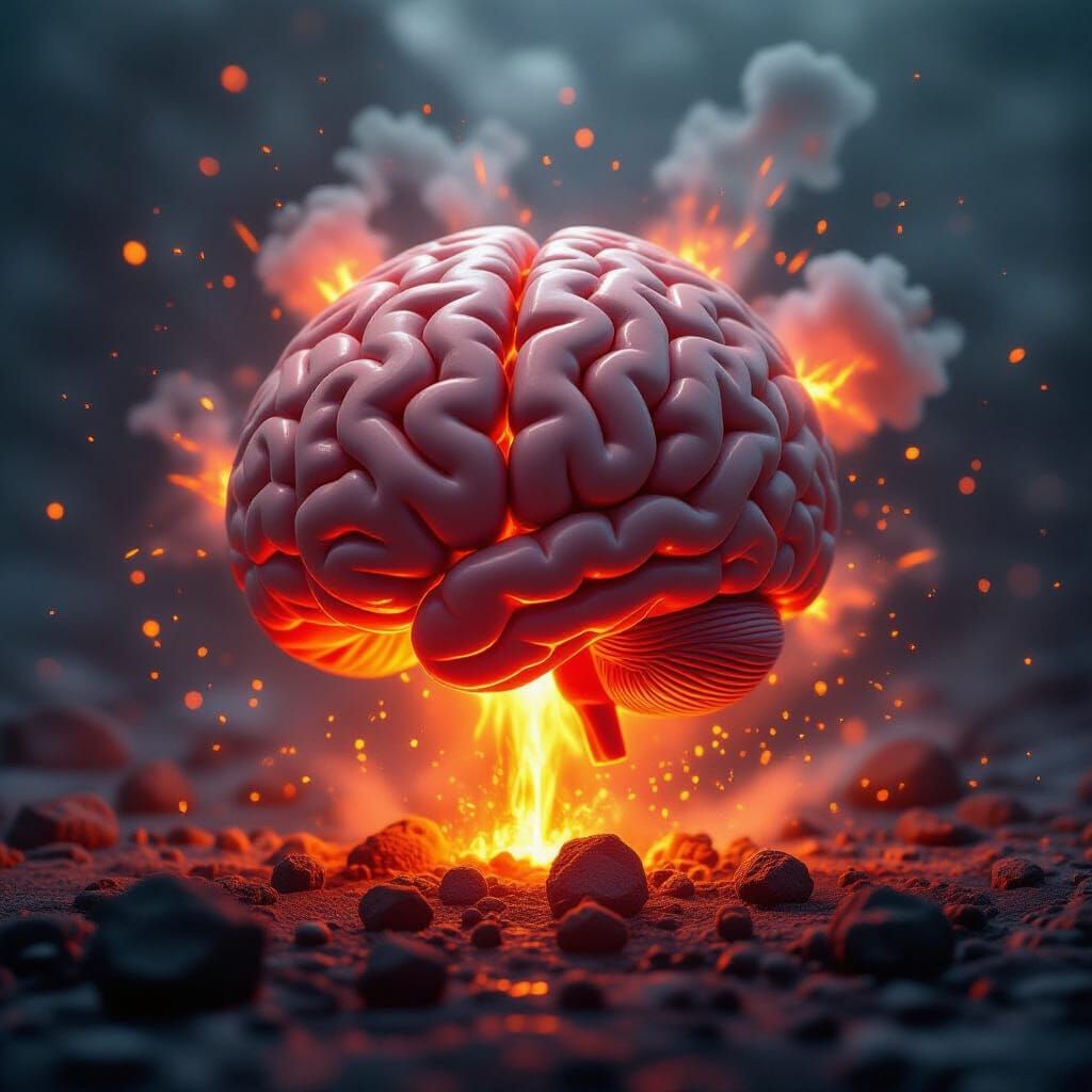 Human Brain Erupts in Volcanic Explosion Photography
