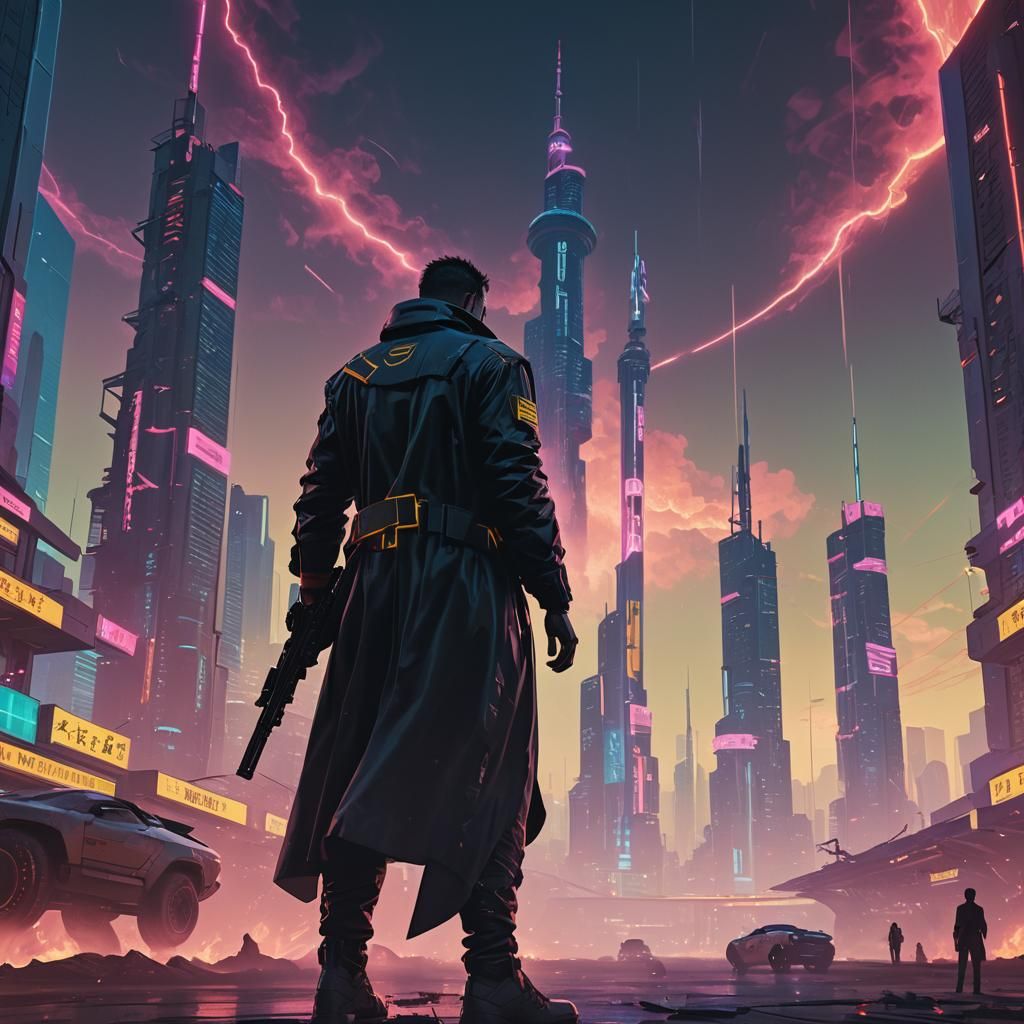 Cyberpunk Kuwait Towers: Neon Cityscape 2099