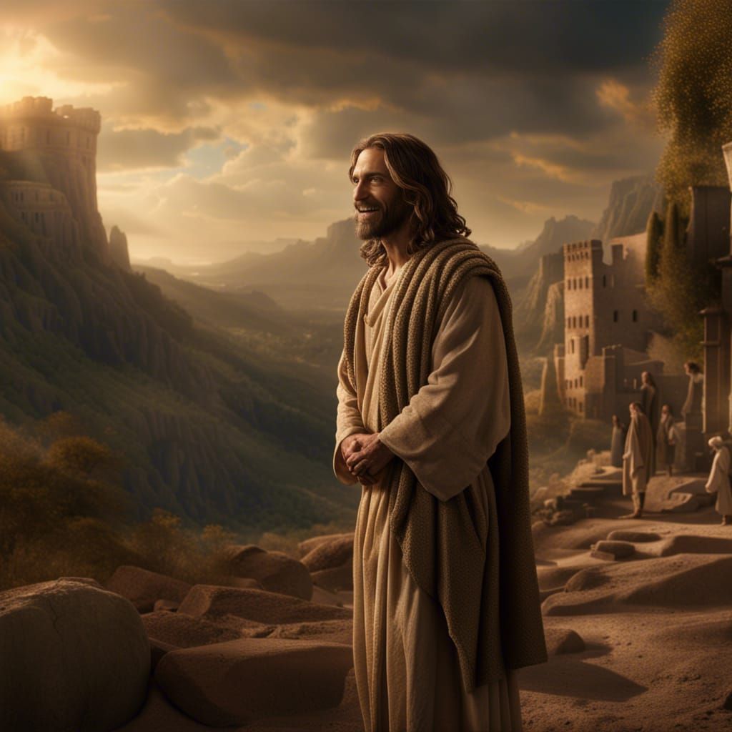 Jesus Smiling: Digital Matte Painting Portrait