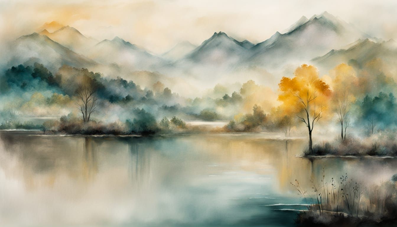 Dreamlike Romantic Landscape with Misty Path