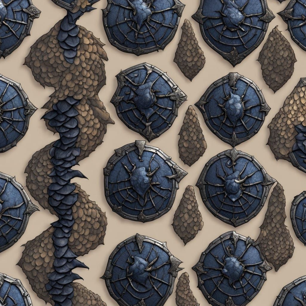Epic Fantasy Shield in Dark Blue and Beige, Inspired by Dnd ...