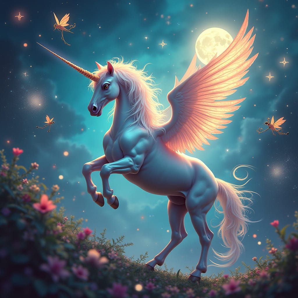 Surreal Unicorn Emerges from Vibrant Dreamscape