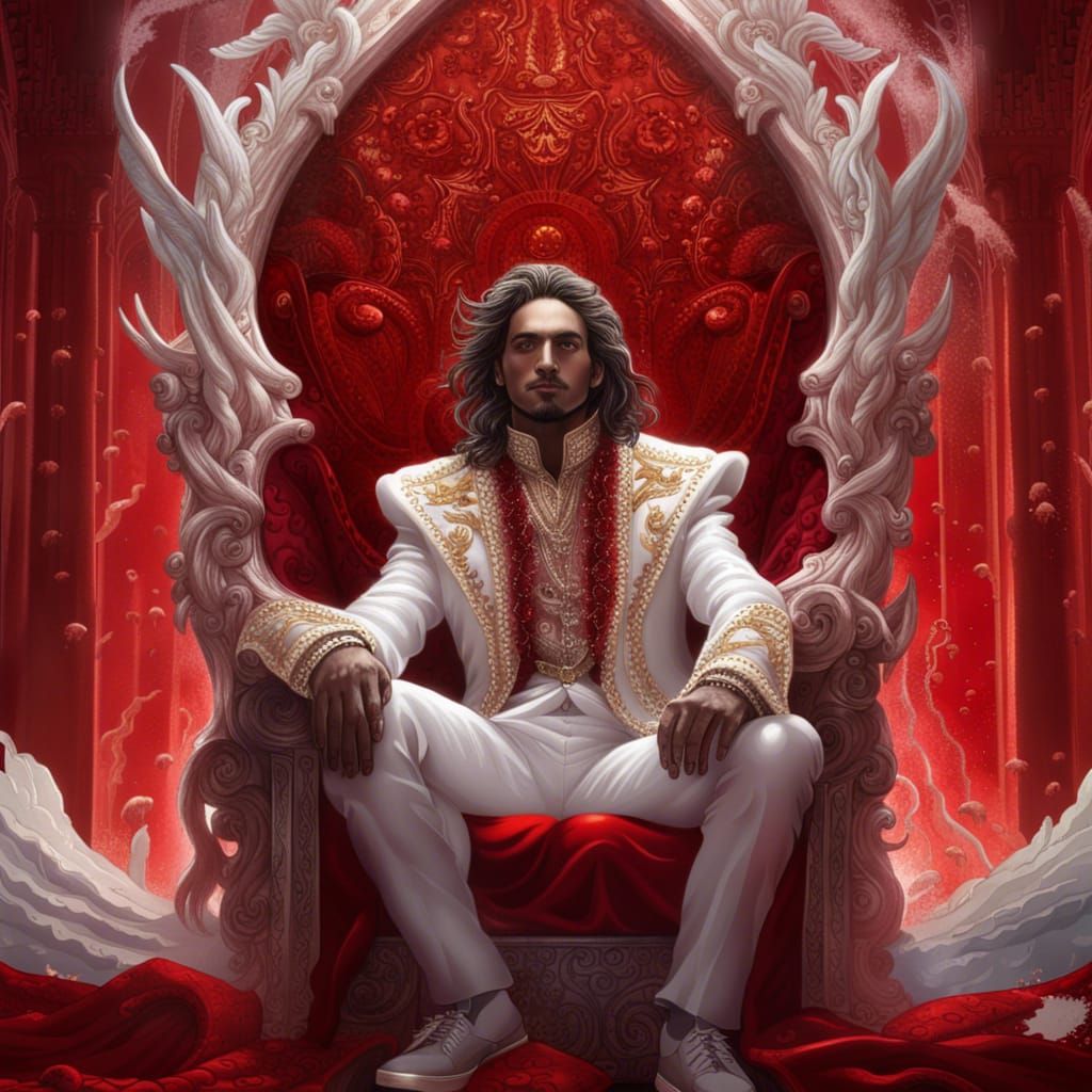 King on Crystal Throne in Scarlet Suit