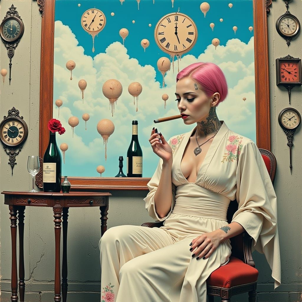 Surreal Dreamscape: Woman in Floral Boudoir