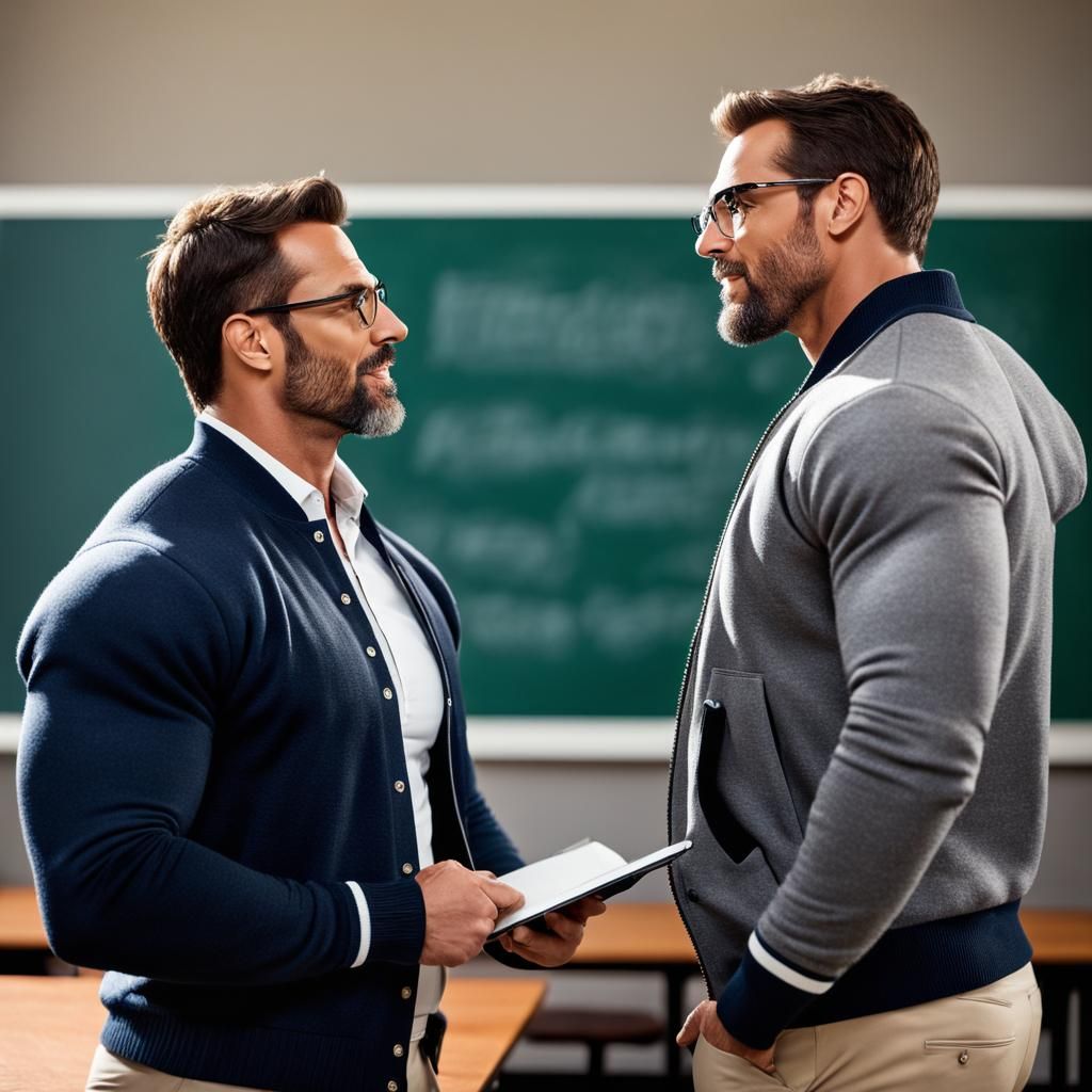 Muscular Teacher and Student in Professional Photo