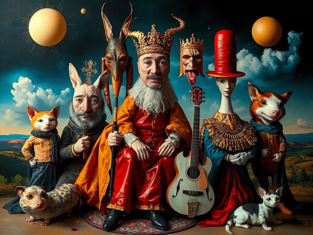 Whimsical Royal Family in Surrealist Style