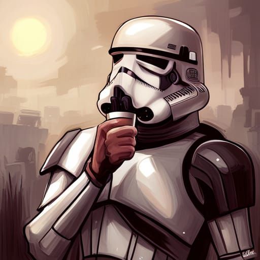 Stormtrooper Coffee Break: Hyperdetailed Portrait