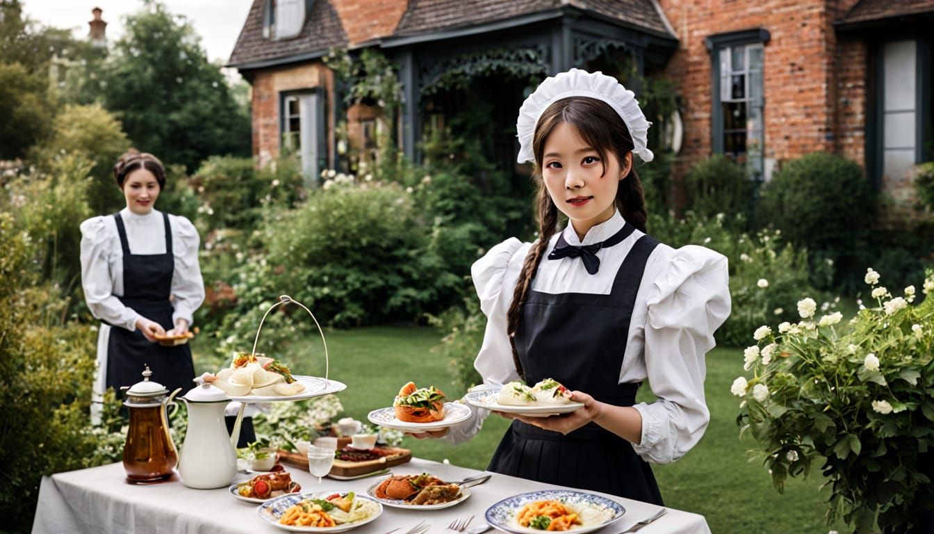 Victorian Maid at Garden Party