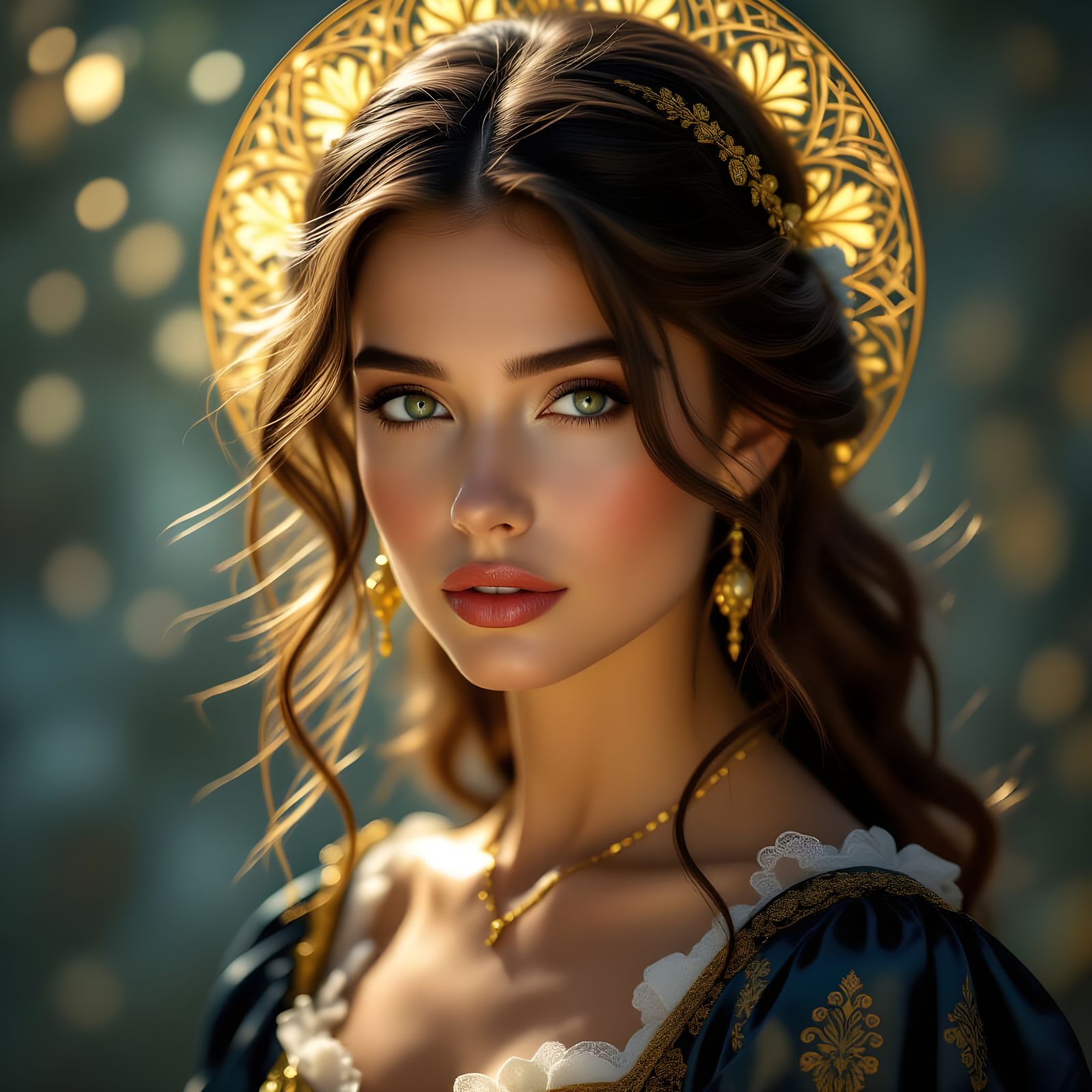 Ethereal Portrait in Golden Light by Renaissance Master Styl...