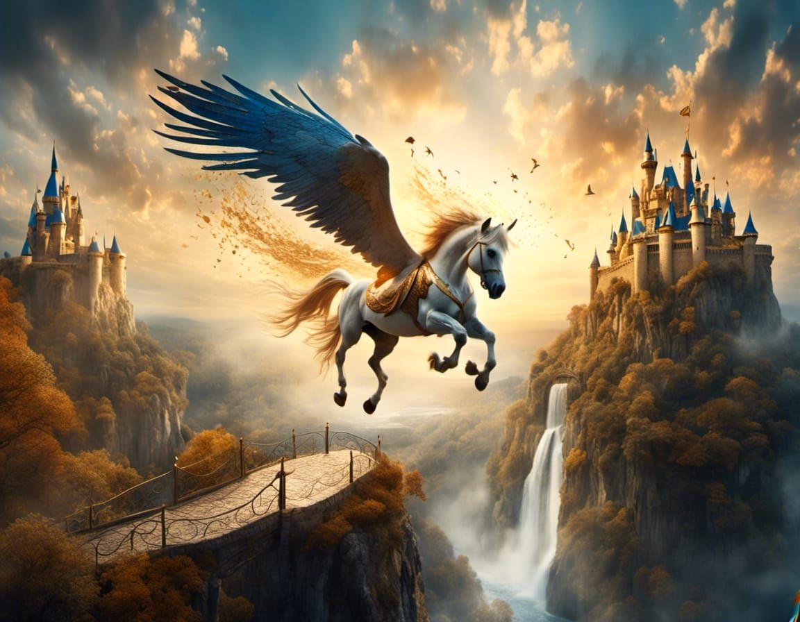 Pegasus Soaring Above Camelot: A Digital Matte Painting