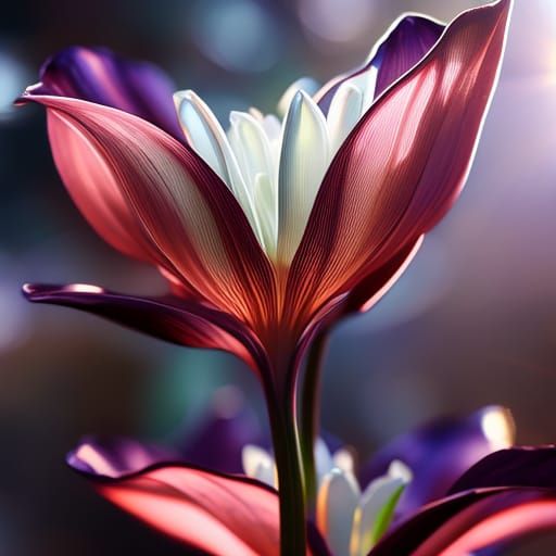Glowing Glass Lily: Photorealistic Macro Photography