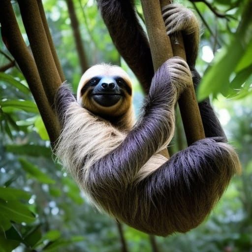 Giant Sloth Terrifies Tiny Person in Digital Painting