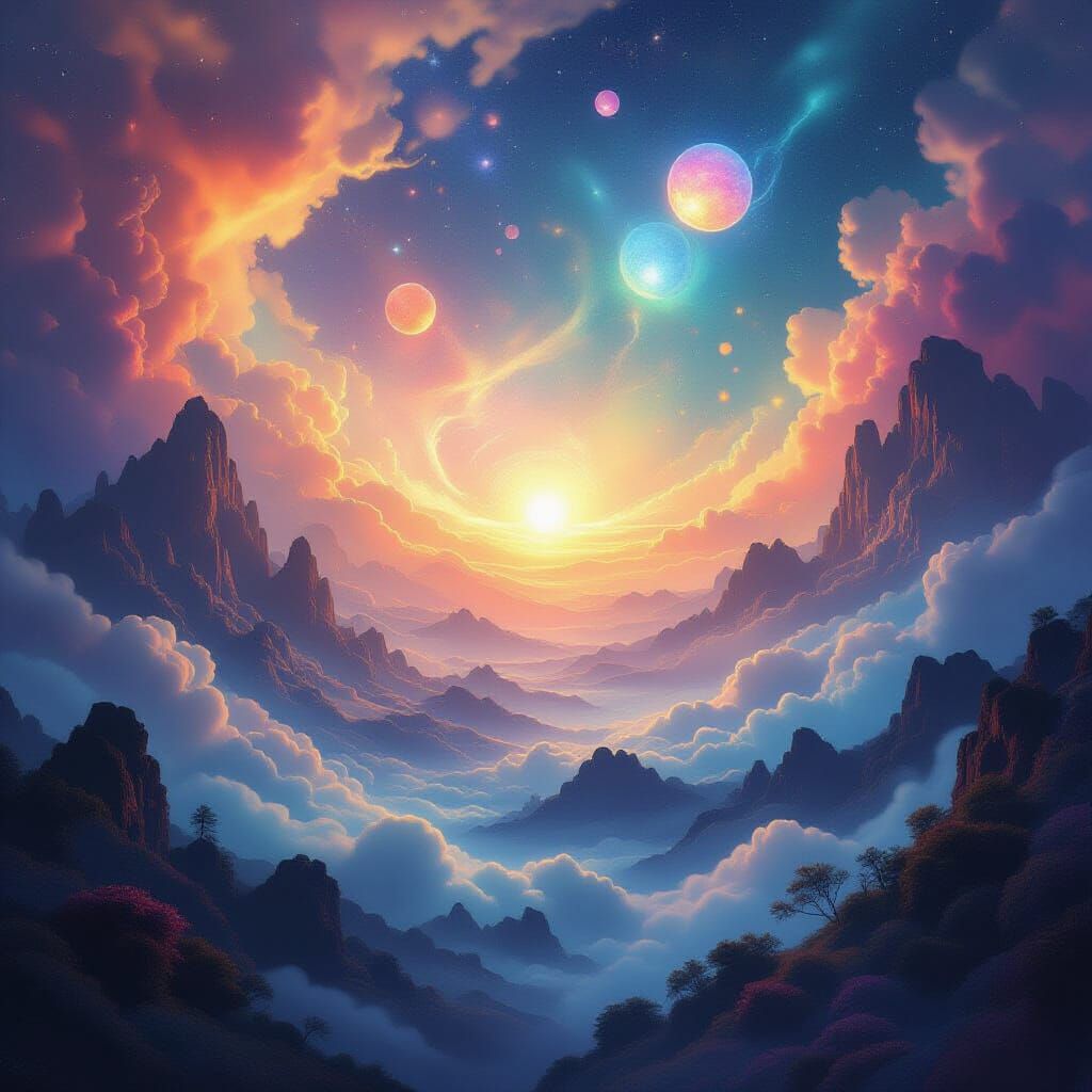 Ethereal Celestial Landscape of Spiritual Awakening