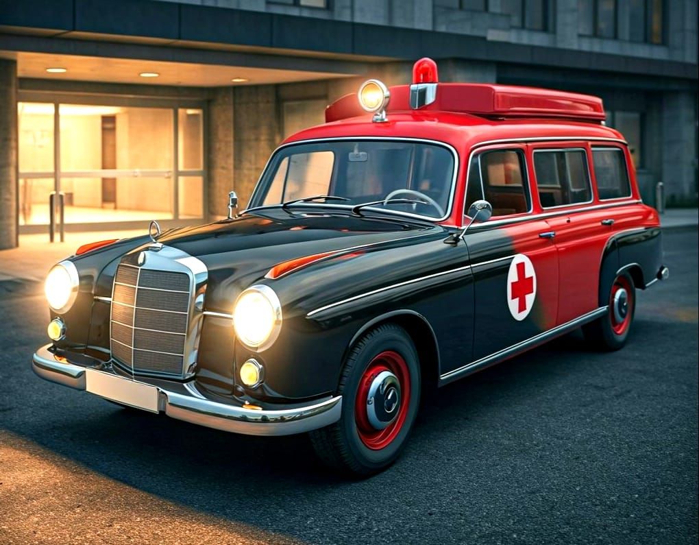 1958 Mercedes Benz Ambulance in Realistic Style