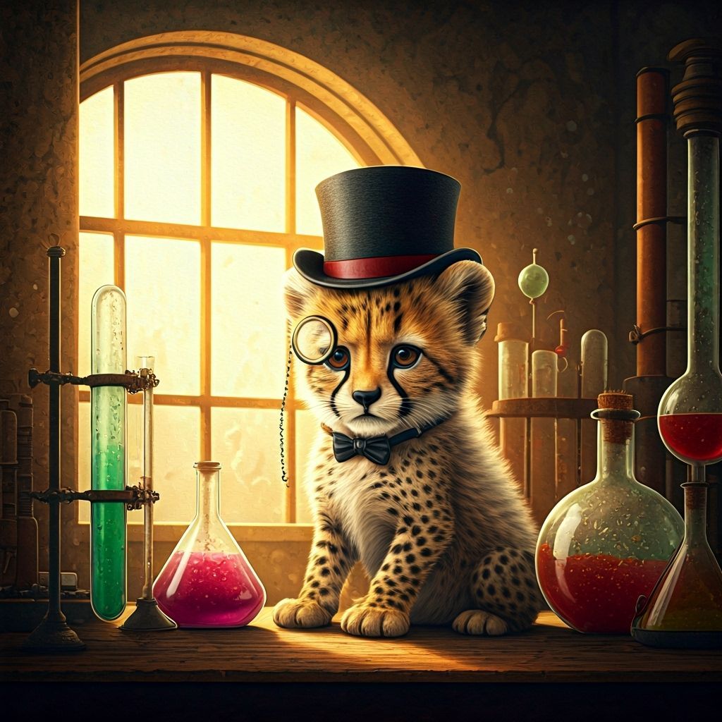 baby cheetah cub wearing a tiny monocle