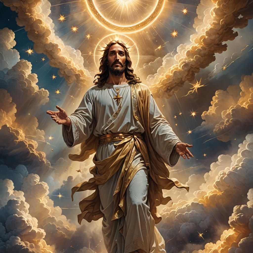 Majestic Jesus Among Golden Lampstands: Biblical Concept Art