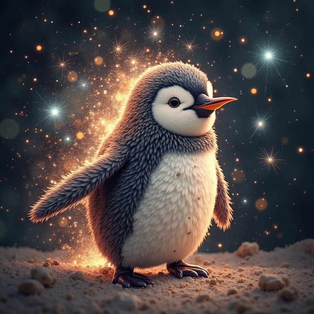 Digital Penguin in a Vibrant Cosmic Explosion