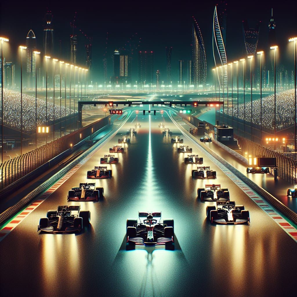 Formel one Rennstrecke' bei Nacht