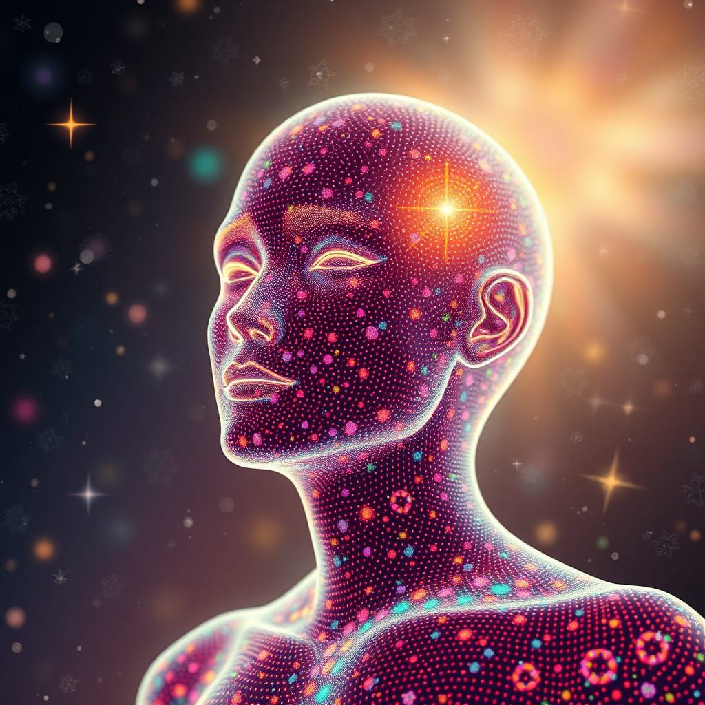 Astral Humanoid Figure in Magic Realism Style