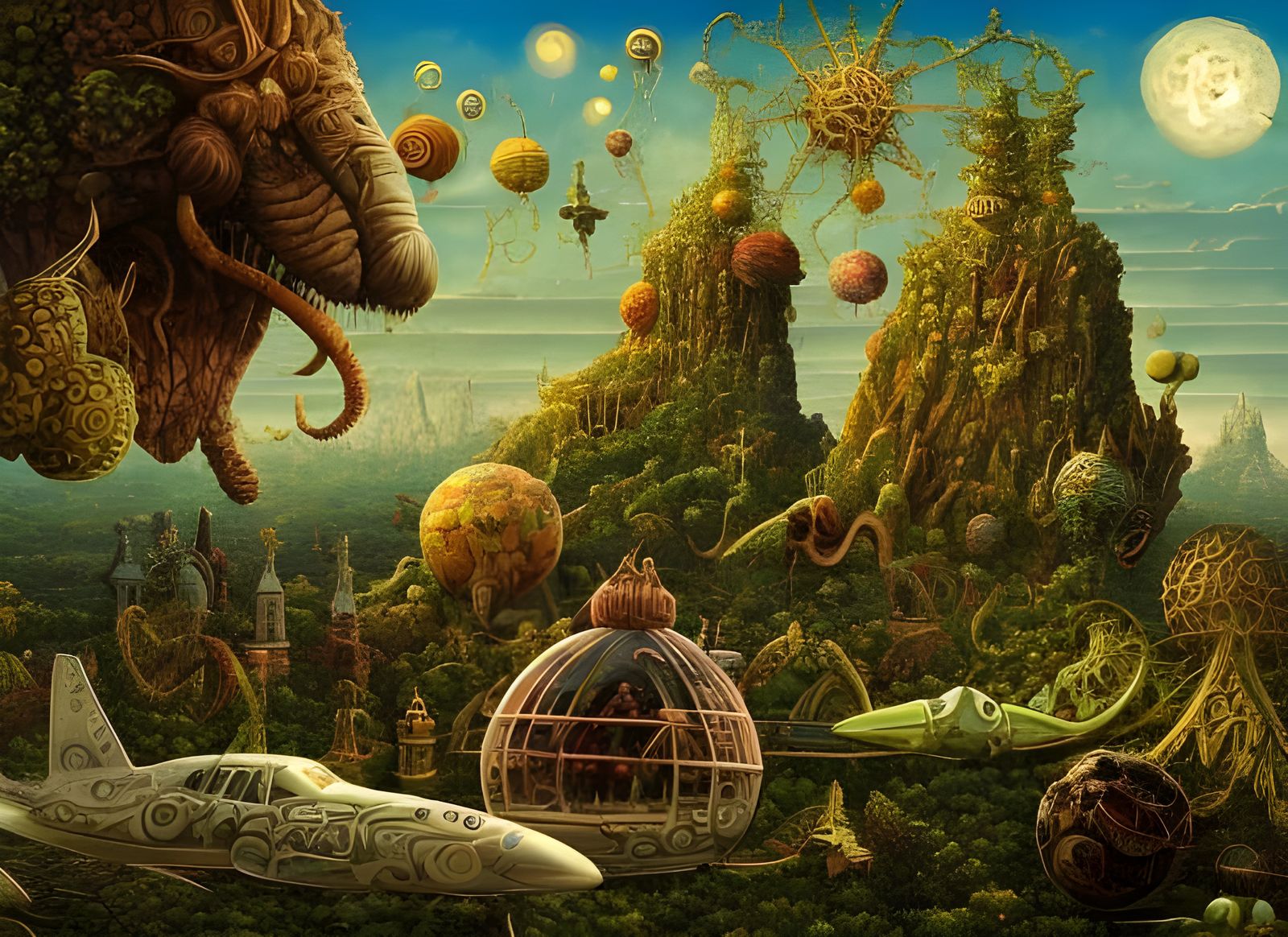 Surreal Alien Planet: Hyperdetailed Matte Painting