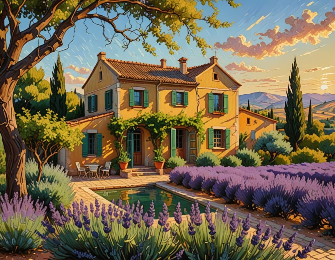 Idyllic Provencal House with Lavender Fields