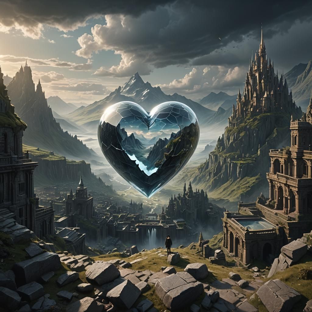 Glass Heart in Solitude: Digital Matte Painting