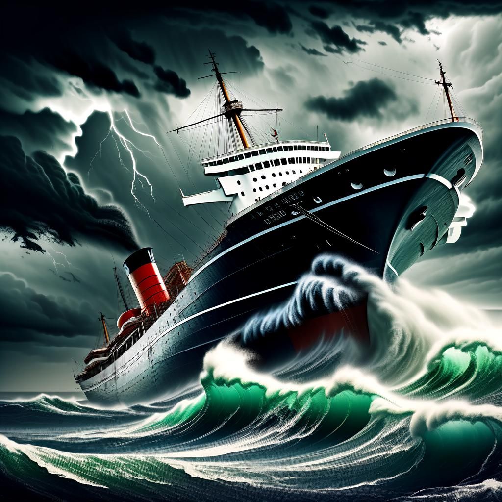 Epic Typhoon Rages at Sea with Lightning