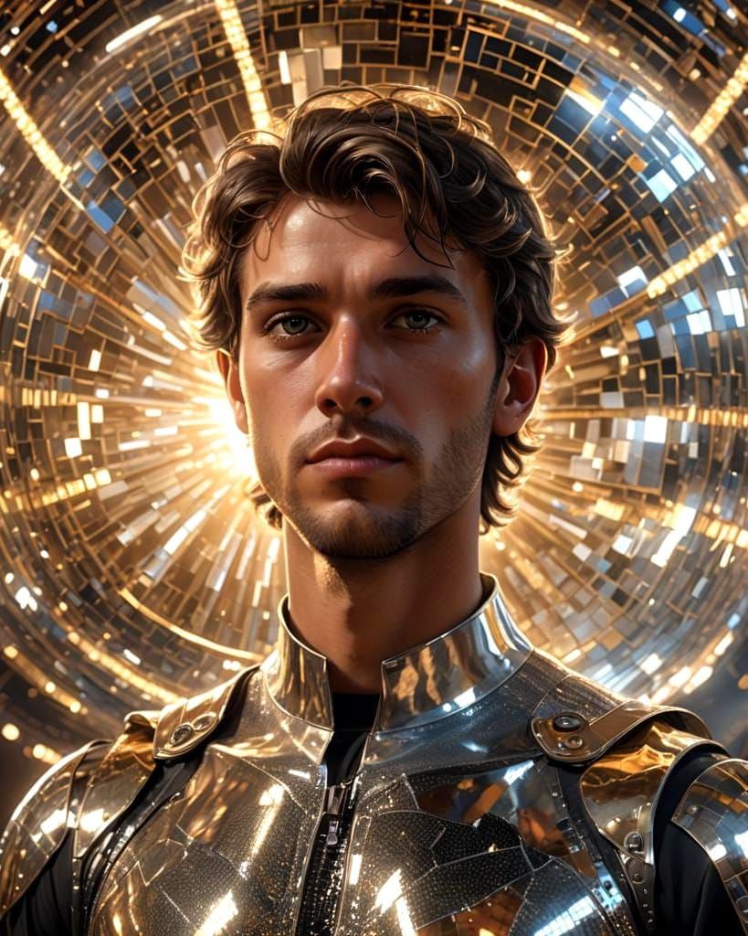 Majestic Angel with Disco Ball in Hyperdetailed Portrait