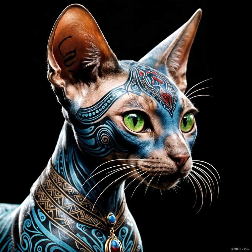 Tattooed Sphynx Cat