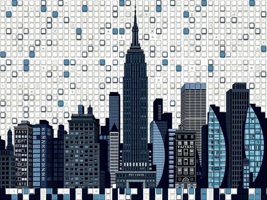 Surreal Cityscape in Geometric Style