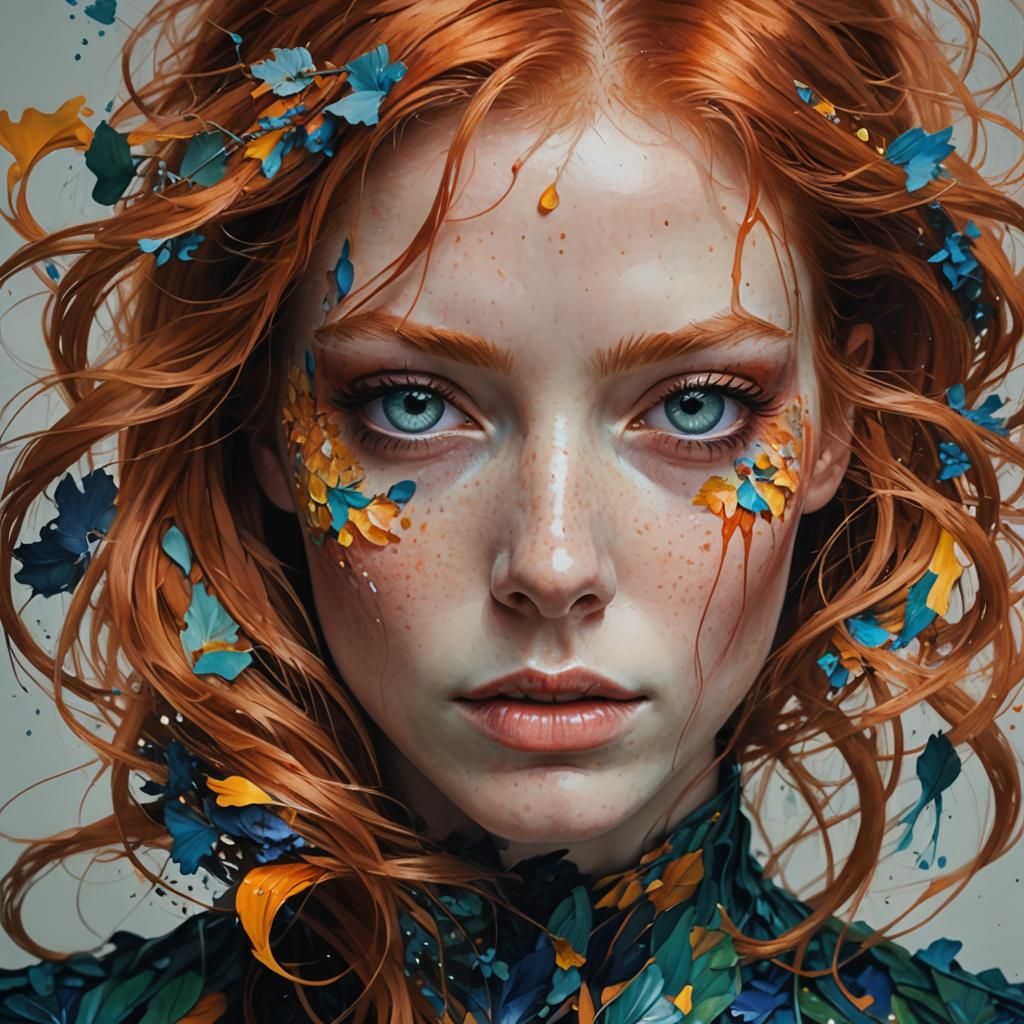 Intricate Portrait of Woman with Ginger Hair