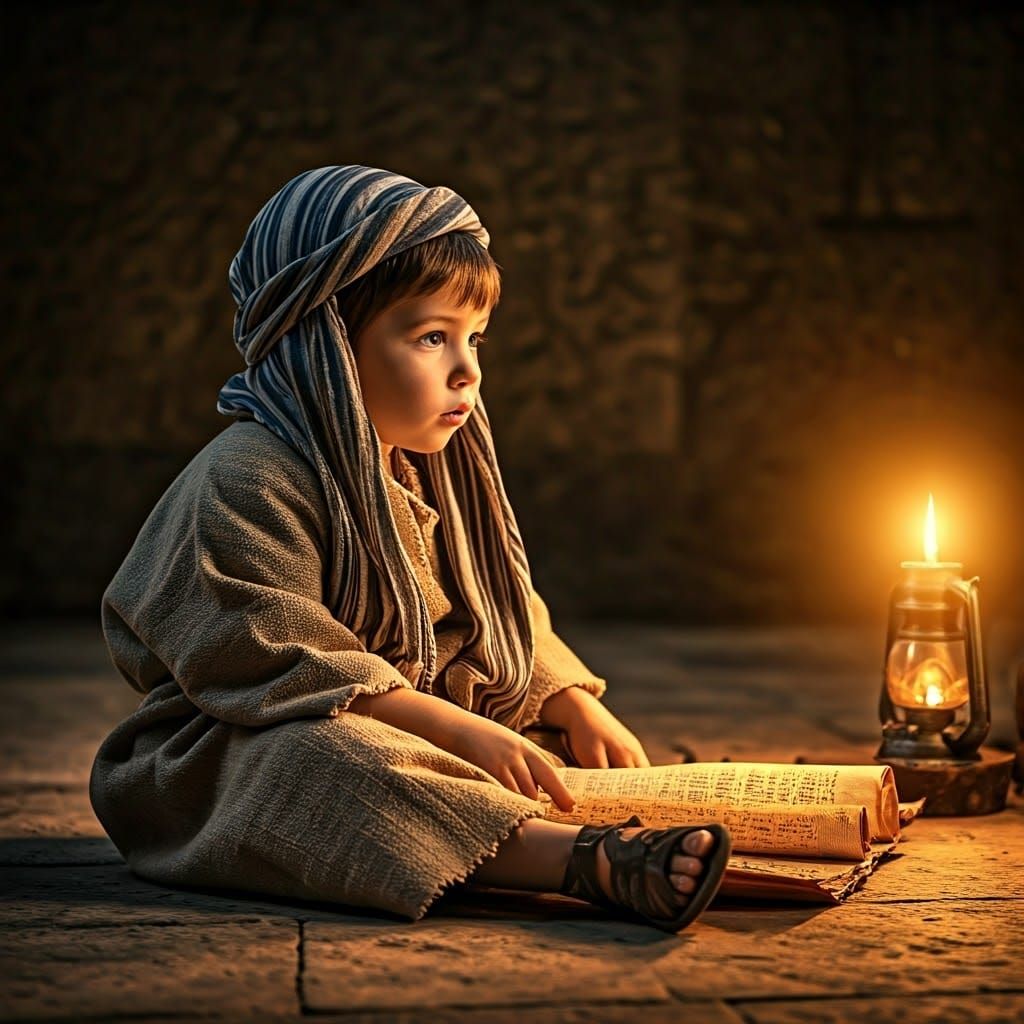 Young Jewish Boy in Traditional Biblical Attire