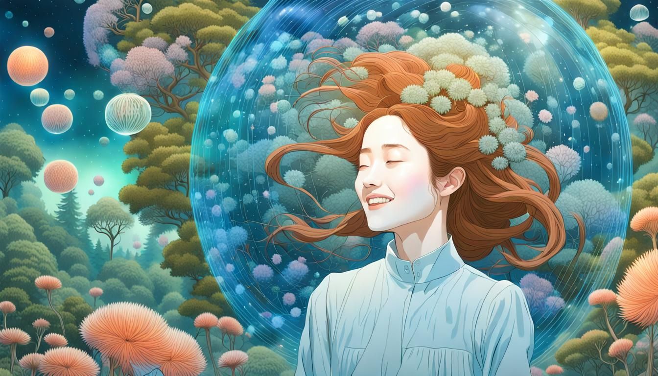 Laughing Woman in Stargazing Platform, Octane Render