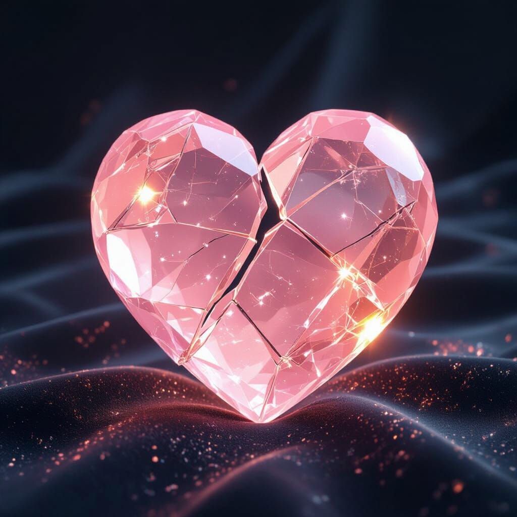 Glowing Rose Quartz Heart: 3D Rendered Elegance