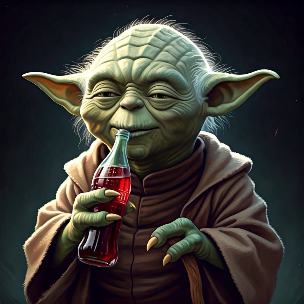 Yoda's Refreshment: An Oil Painting Portrait