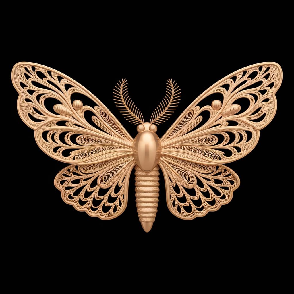 Exquisite Porcelain Golden Lace Moth