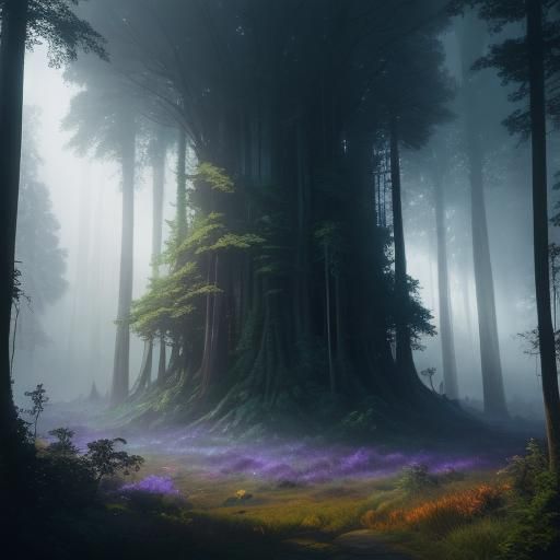 Mystical Forest Floating Among Stars: Fantasy Concept Art