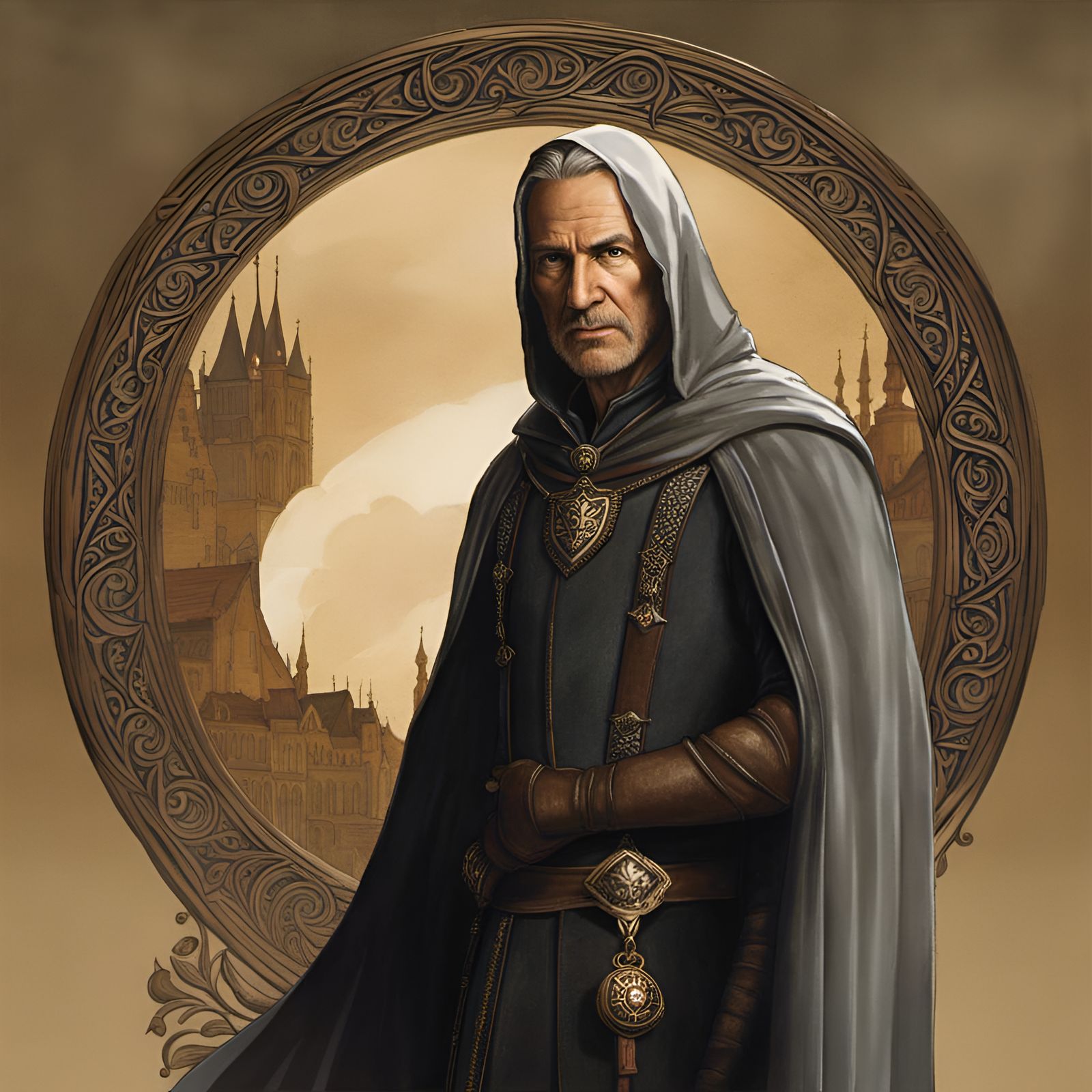 Elvish Nobleman Portrait in Ghibli Watercolor Style