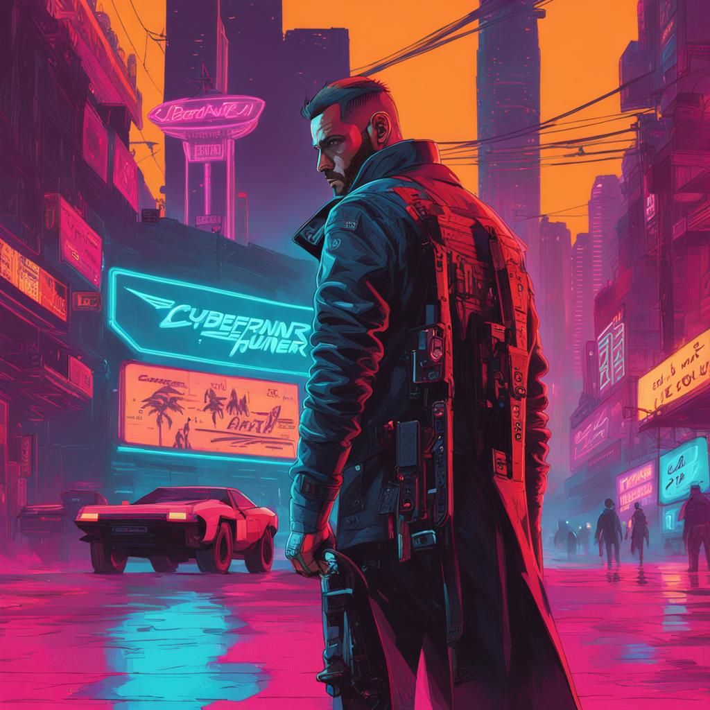 Cyberpunk Cityscape at Night in Neon Style