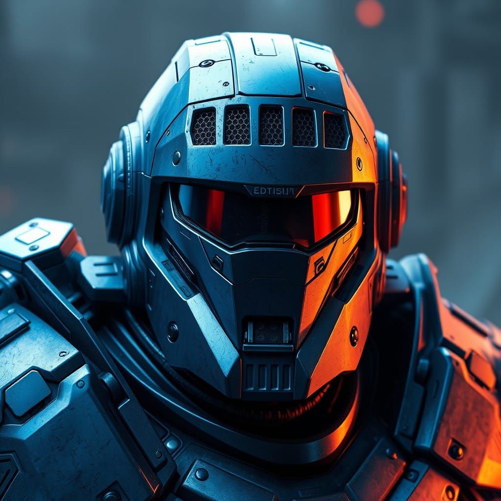 High-Tech Futuristic Blue Armor in Intricate Detail