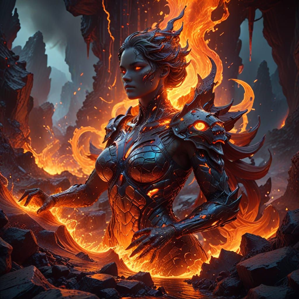 Regal Figure Defies Fiery Inferno in Honeycomb-Inspired Cita...