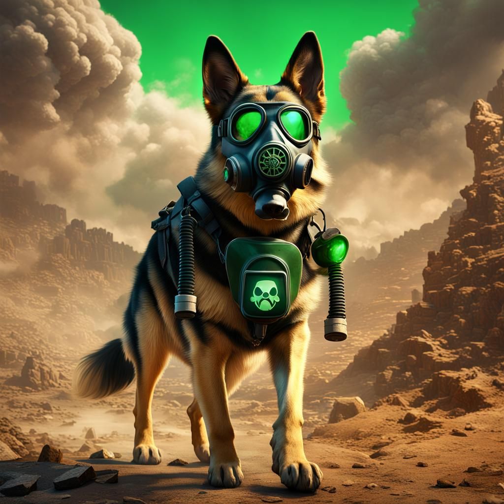 German Shepard and Uranium Ore Companion in Detailed Digital...