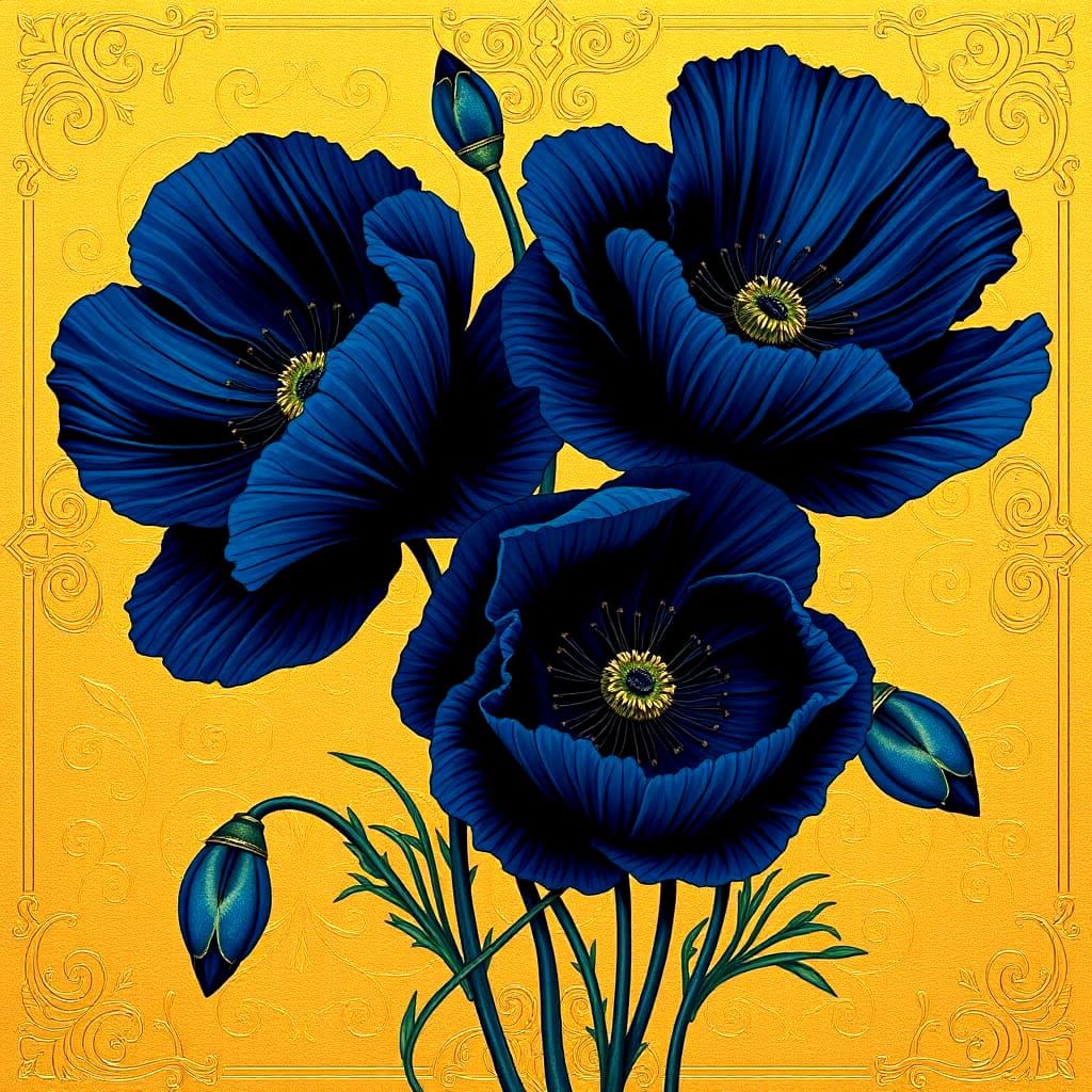 Dark Blue Poppies